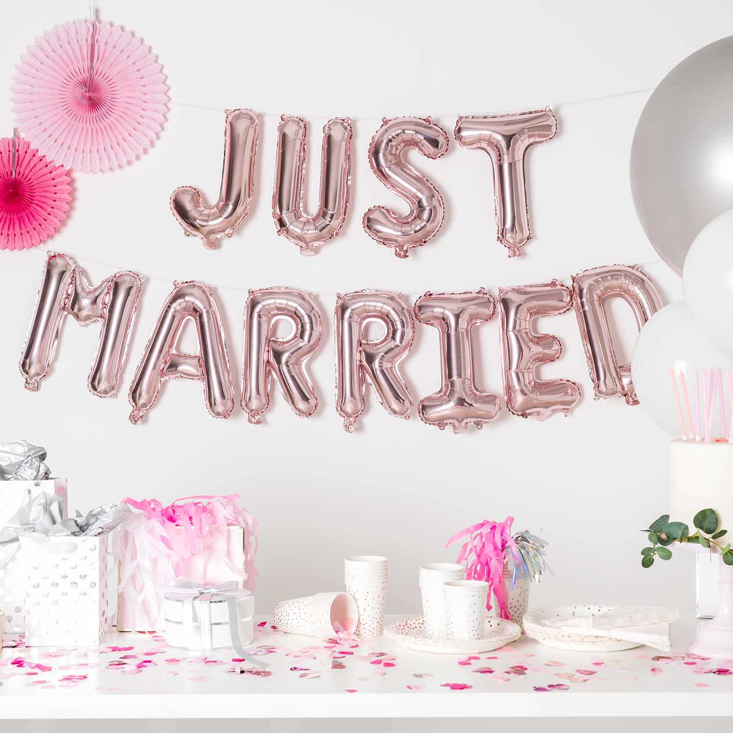 Girlande Just Married, ca 1,55 m — Luftikus - Ballonexperten