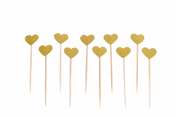 Cake Topper Hearts Gold