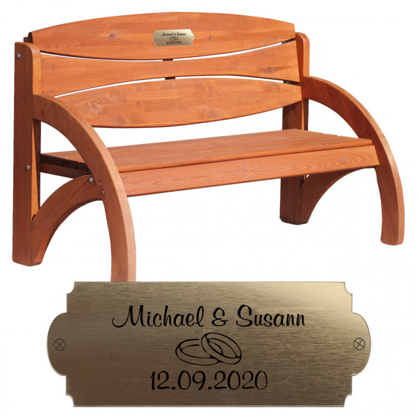 Holzbank Braun mit Gravur | Hochzeitsgeschenk